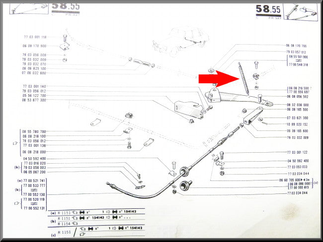 Ressort câble de frein à main – Renault 16 – OEM 7700556697