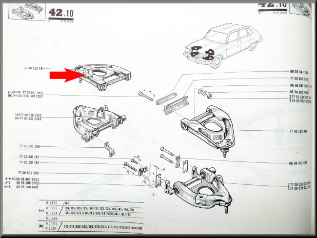 Bovenste draagarm rechts – Renault 16 - OEM 7700562491