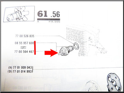 Thermocontact radiateur (plage de température en degrés Celsius : 88-74) – Renault 16 – Renault 12 -OEM 7700564467B