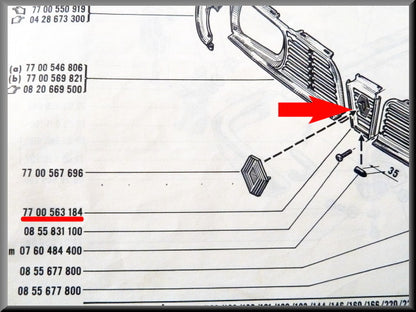 Grille center piece – Renault 16 TL, TS – OEM 7700563184