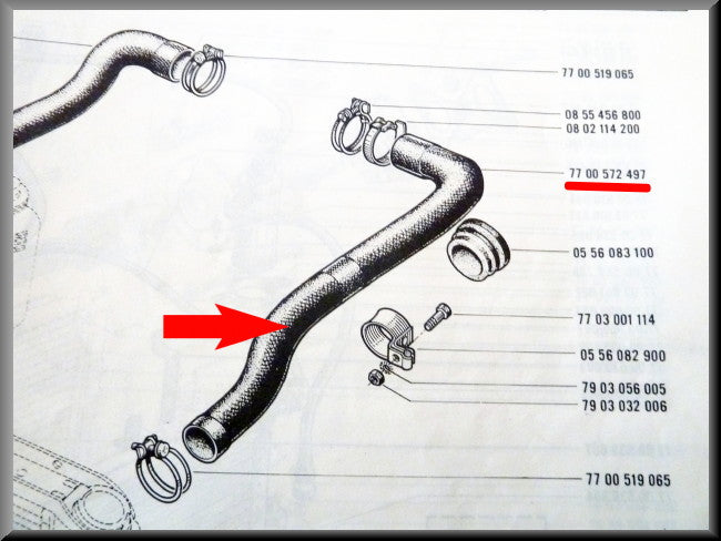 Koelslang links – Renault 16 – OEM 7700572497