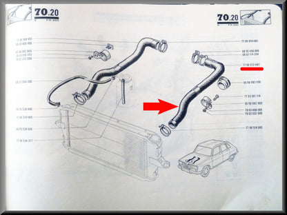 Koelslang links – Renault 16 – OEM 7700572497