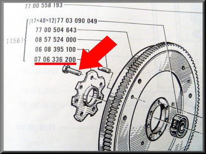 Boulon de volant moteur M9 x 1.0 – Renault 16 – Renault 12 - OEM 7700576948 / 0706307900 – Neuf