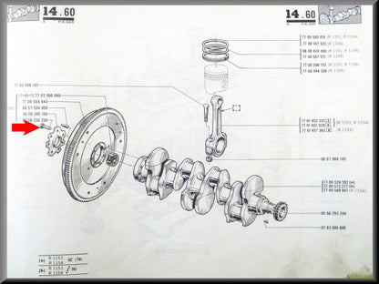 Boulon de volant moteur M9 x 1.0 – Renault 16 – Renault 12 - OEM 7700576948 / 0706307900 – Neuf