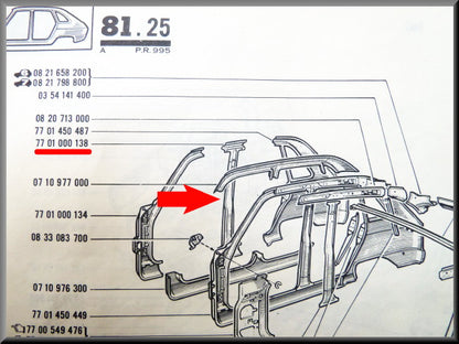 Montant B droit – Renault 16 – OEM 7701000138 – Utilisé
