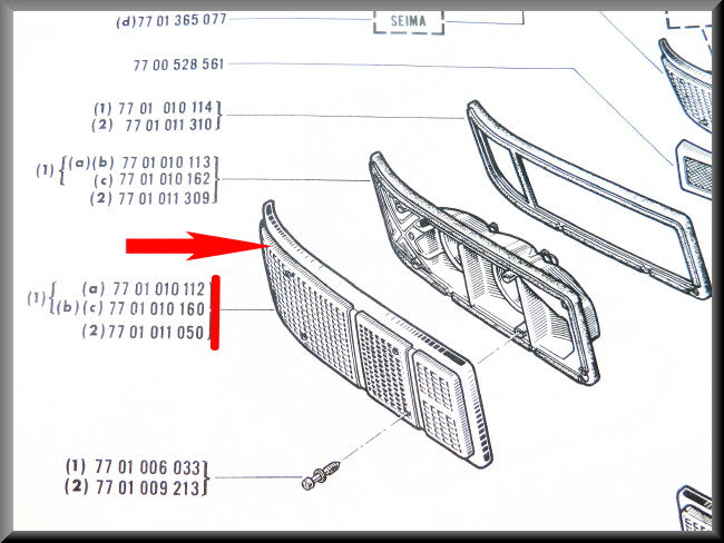 Rear light cover left – Renault 16 – OEM 7701010112