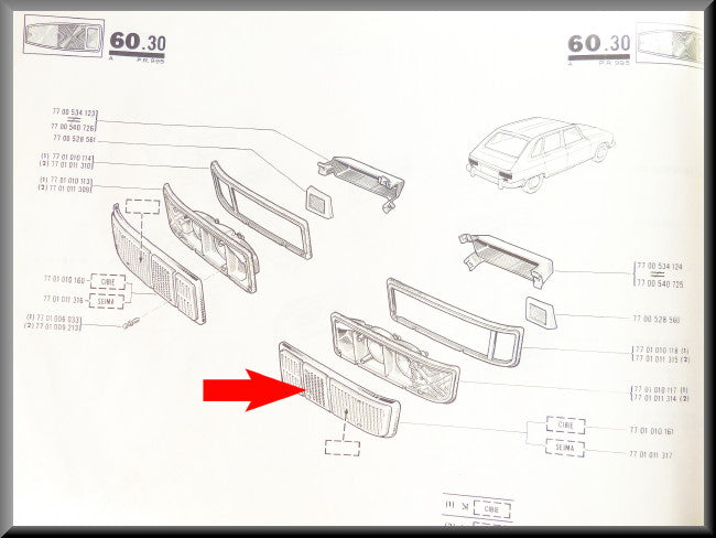 Cache feu arrière droit – Renault 16 – OEM 7701011317