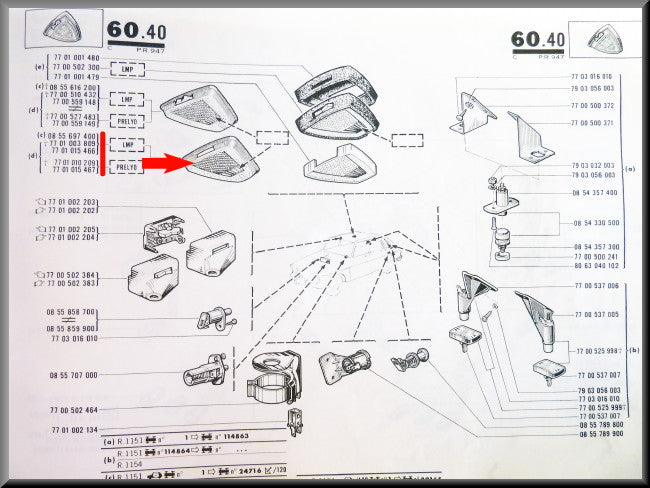 Hemelverlichting kapje – Renault 16 L, TS, TX – OEM 7701001479