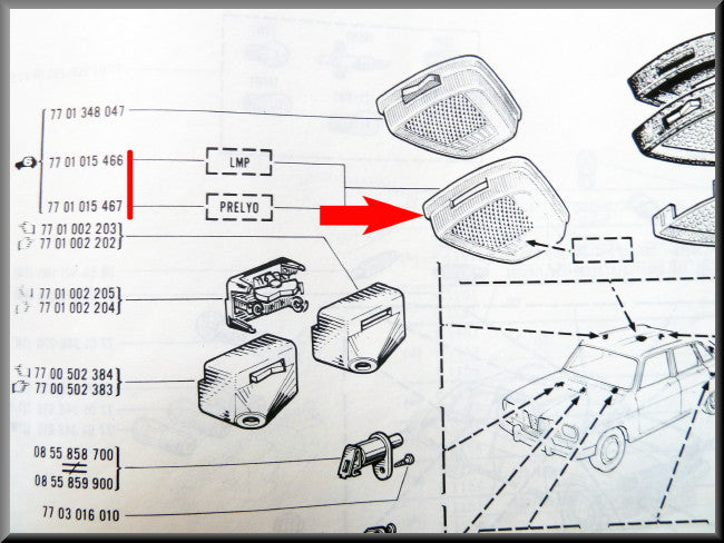 Hemelverlichting kapje – Renault 16 L, TS, TX – OEM 7701001479