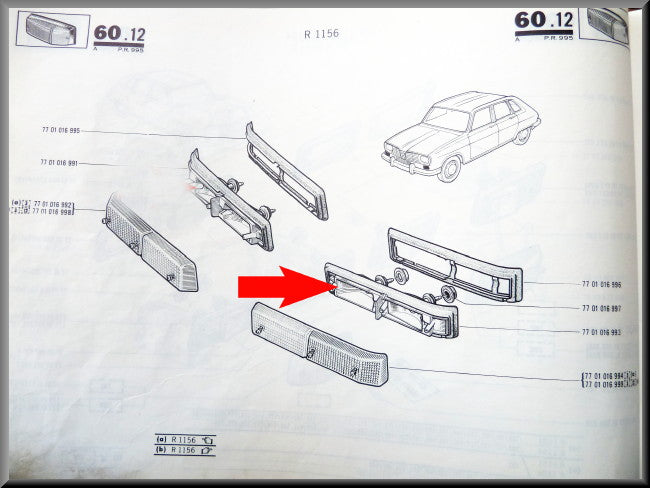 Unité de clignotant avant gauche avec caoutchouc – Renault 16 TX – Renault 5 Turbo - OEM 7701016993