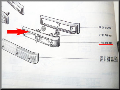 Unité de clignotant avant gauche avec caoutchouc – Renault 16 TX – Renault 5 Turbo - OEM 7701016993