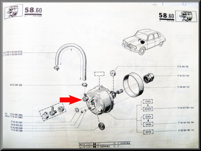 Valve assistance freinage – Renault 16 – Renault 12 - OEM 7701200348