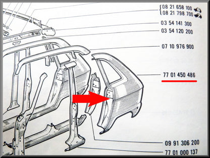 Achterscherm links met slotplaat – Renault 16 – OEM 7701450486