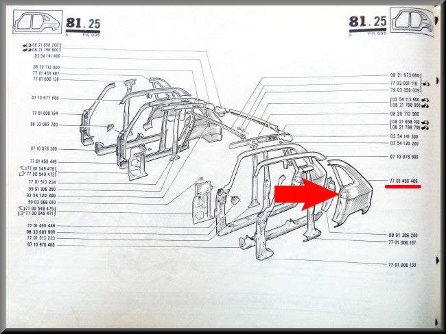 Achterscherm links met slotplaat – Renault 16 – OEM 7701450486