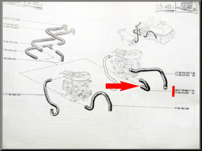 Koelslang carburateur en choke – Renault 16 – OEM 7700575507