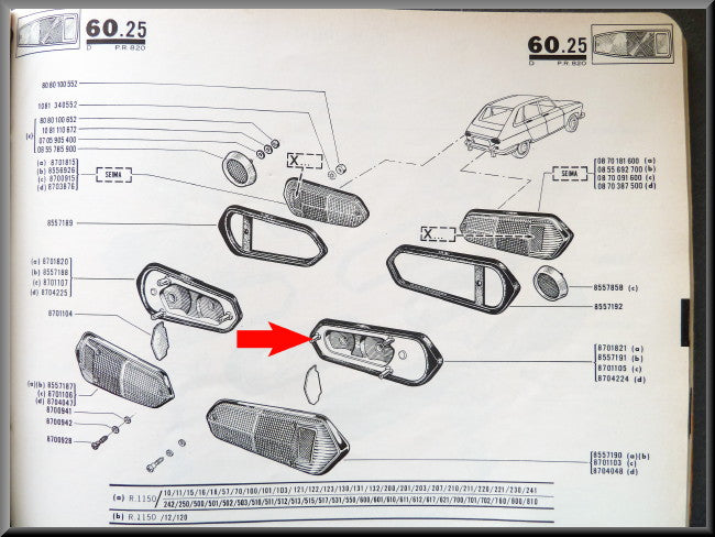 Achterlicht huis rechts – Renault 16 – OEM 0870182100