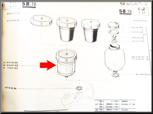 Réservoir de liquide de frein – Renault 16 L, TS (1150 - 1151) – Renault 12 - OEM 0855705200