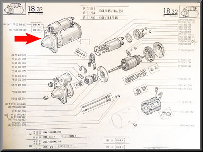 Démarreur (rénové) – Renault 16 – Lotus Europa - OEM 7700633549