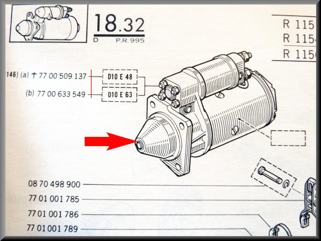 Démarreur (rénové) – Renault 16 – Lotus Europa - OEM 7700633549