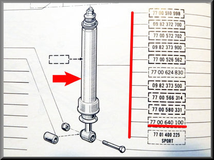 Shock absorbers (RECORD)front Renault 16 1964-1981.