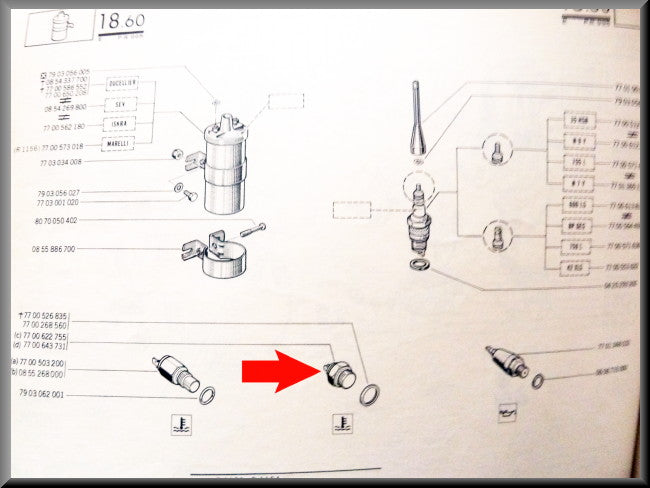 Sonde de température – Renault 16 TX, TS – OEM 7700643731