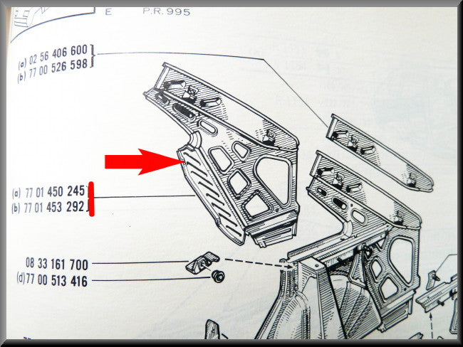 Binnenscherm rechts achter – Renault 16 – OEM 7701453292