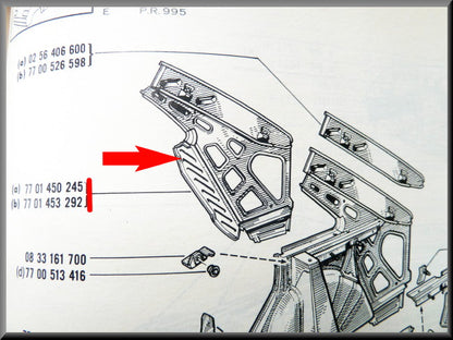 Binnenscherm rechts achter – Renault 16 – OEM 7701453292