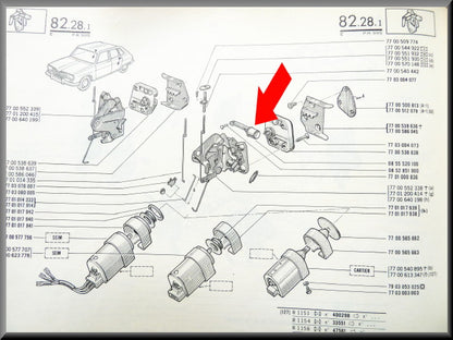 Bouton-poussoir pour portes arrière – Renault 16 – OEM 0855520100 / 7701348219