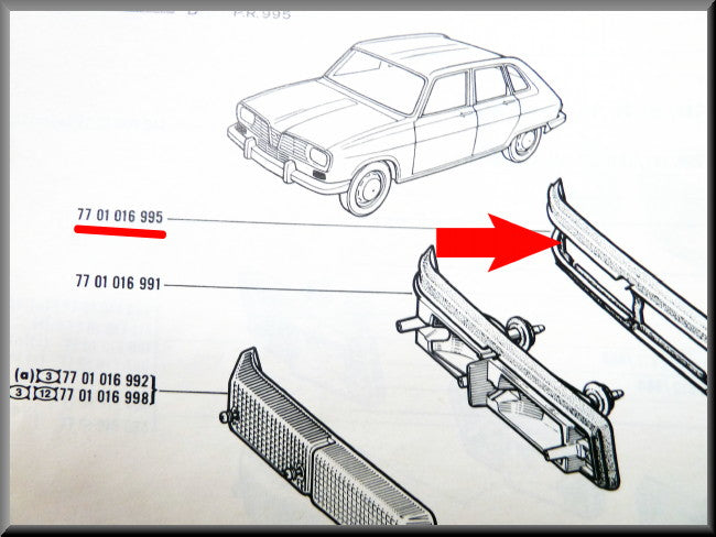 Rubbers voor knipperlicht unit voorzijde  – Renault 16 TX - Renault 5 Turbo-1 – OEM 7701016995 / 7701016996