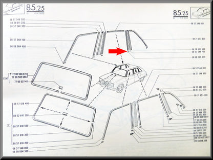 Clip pour jonc chromé porte arrière droite (à côté du montant C) – Renault 16 – OEM 7700648458 / 0608064600 – Occasion