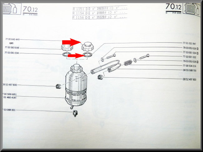 Dop en pakking expansievat – Renault 16 – OEM 7700645449