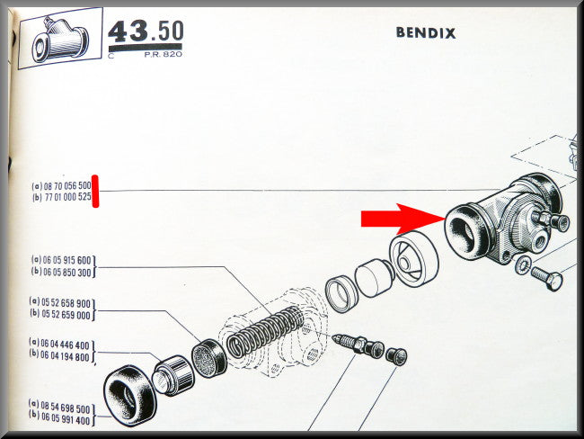 Cylindre de roue 20,6 mm (Bendix) – Renault 16-1150 – OEM 0870056500 / 7701000525