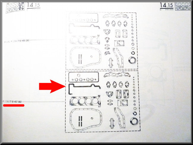 Engine gasket set – Renault 16 TX – Renault 15 - Renault 17 - Alpine 110, 310 - OEM 7701457062
