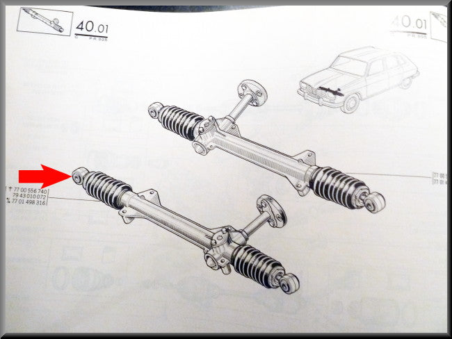 Crémaillère de direction – Renault 16 – OEM 7701498316