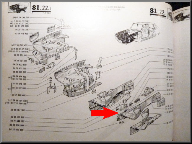 Garde-boue intérieur avant gauche – Renault 16 – OEM 7701500014 / 7701455983