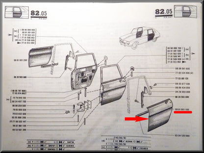 Door panel left rear – Renault 16 – OEM 0991001100
