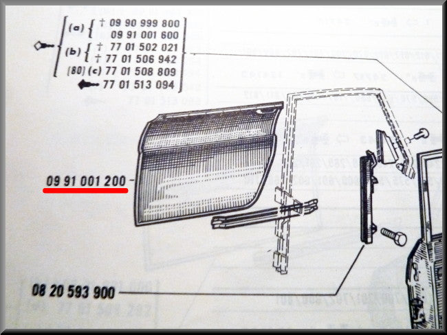 Plaque de porte arrière droite – Renault 16 – OEM 0991001200