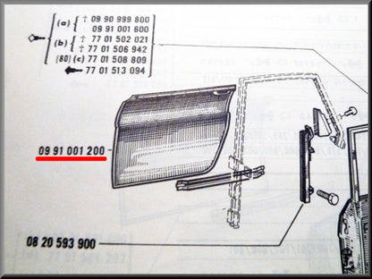 Plaque de porte arrière droite – Renault 16 – OEM 0991001200