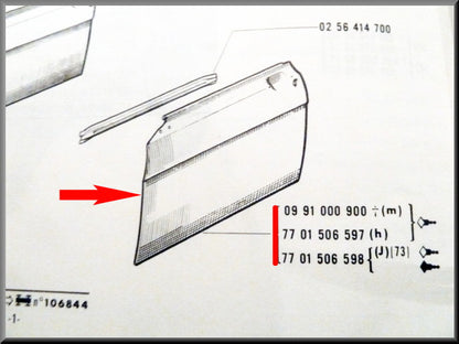 Plaque de porte avant gauche – Renault 16 – OEM 7701506597