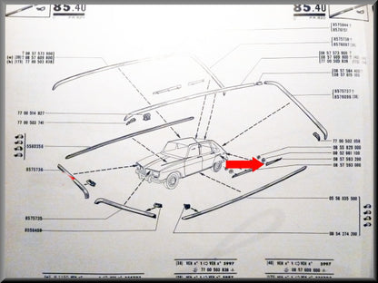 Baguette chromée – Renault 16 (1150 et TS <1970) – OEM 0857593200