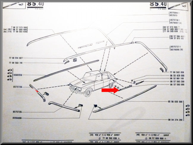 Baguette chromée – Renault 16 (1150 et TS <1970) – OEM 0857593000