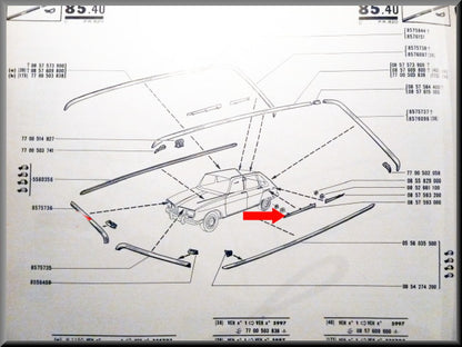 Baguette chromée – Renault 16 (1150 et TS <1970) – OEM 0857593000
