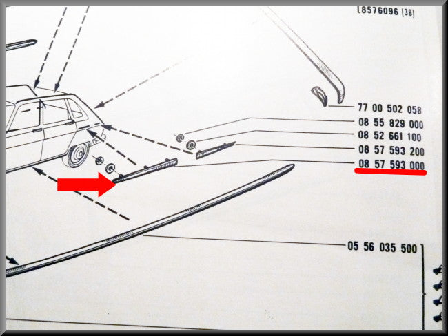 Baguette chromée – Renault 16 (1150 et TS <1970) – OEM 0857593000