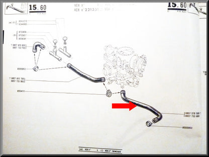 Koelslang carburateur – Renault 16 TL, L – OEM 0857733800