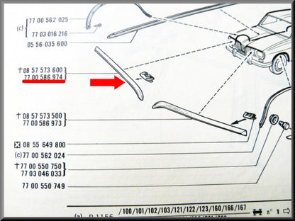 Baguette capot droit – Renault 16  > 1973 – OEM 7700586974 – Occasion