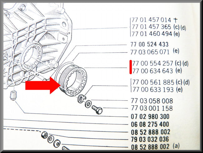 Écrou de réglage roulement de différentiel (boîte 5) – Renault 16 TX – OEM 7701460499 / 7700634634
