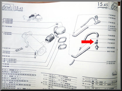 Pièce en Y pour système de ventilation du carter - Renault 5 - Renault 15 - Renault 16 L-TL - 7701502675