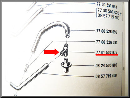 Pièce en Y pour système de ventilation du carter - Renault 5 - Renault 15 - Renault 16 L-TL - 7701502675