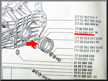 O-ring adjusting nut differential bearing – Renault 16 – OEM 7703065071