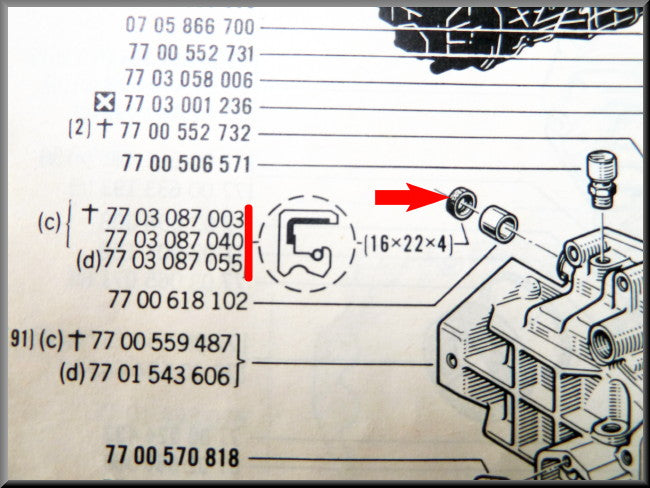 Joint spi axe de sélecteur (16x22x4mm) boîtes 4 vitesses et premiers modèles de boîtes 5 vitesses (1973-1974) – Renault 16 – OEM 7703087040 / 7703087003